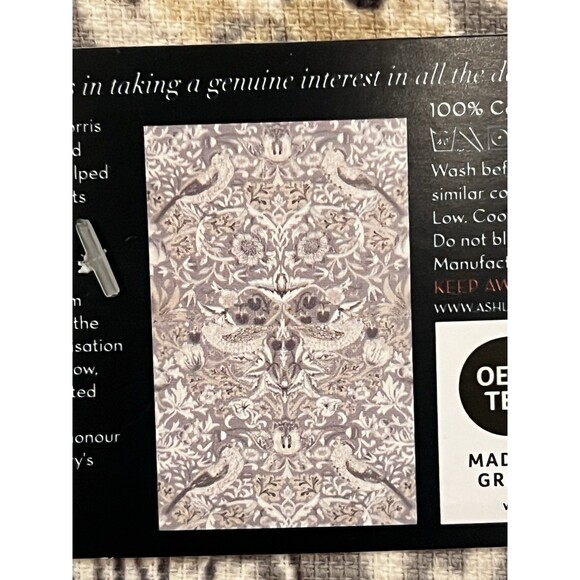 William Morris & Co Kitchen Dish Towels Strawberry Thief Putty Cotton Set of 3 - Picture 8 of 11